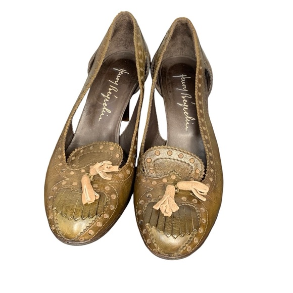 Henry Beguelin 40’s style army green leather pump w‎ khaki tassel. Size 6.5 - Picture 4 of 16